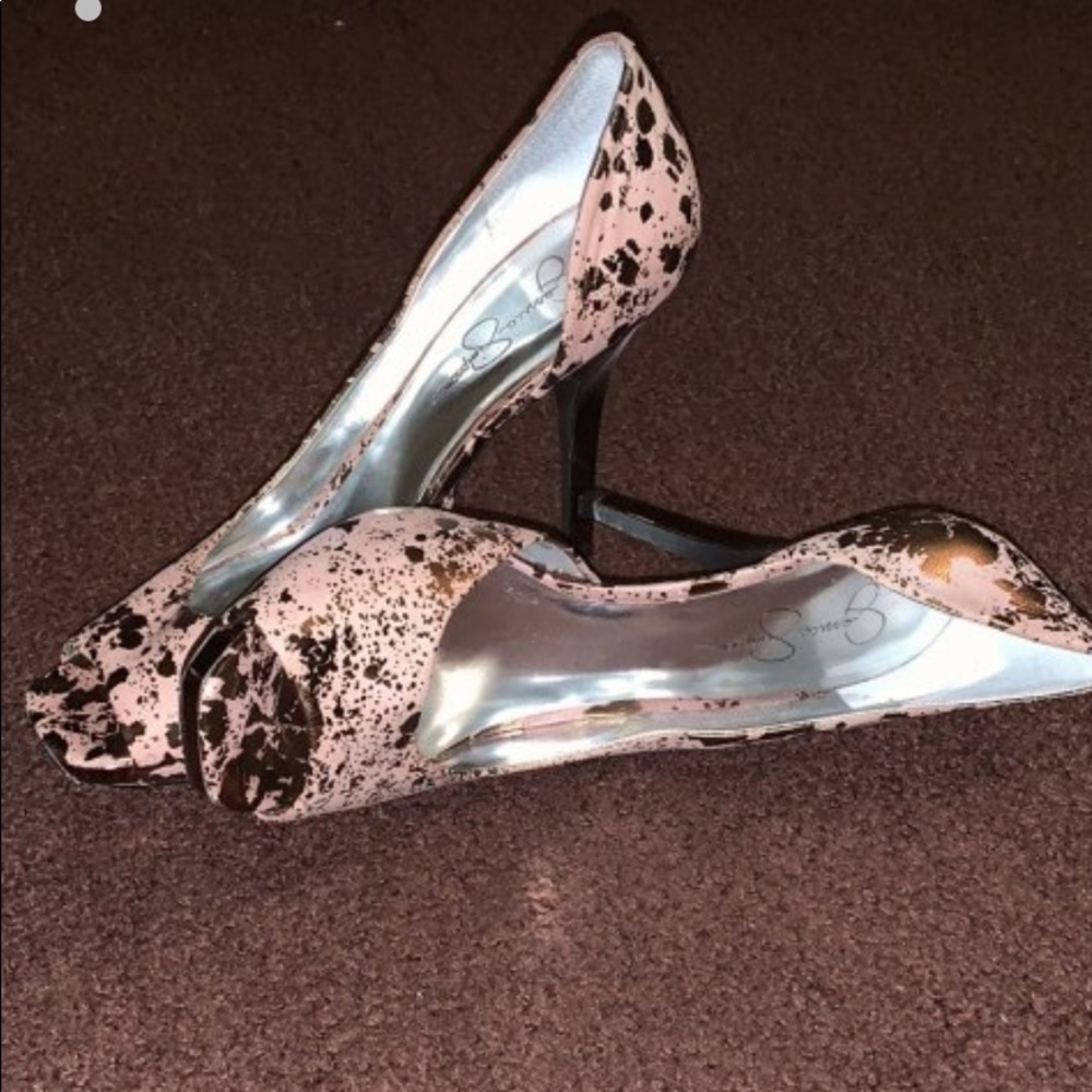Jessica Simpson rose gold peep toe heels